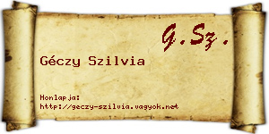 Géczy Szilvia névjegykártya